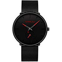 Men's Watch Ultra Thin Wrist Watches for Men Fashion Waterproof Dress Stainless Steel Band