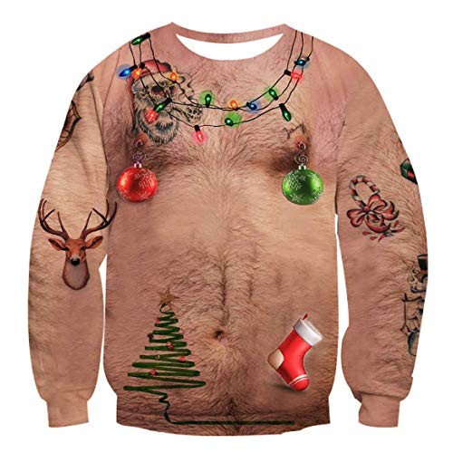 Unisex Funny Ugly Christmas Sweater 3D Printed Crew Neck Pullover Sweatshirts