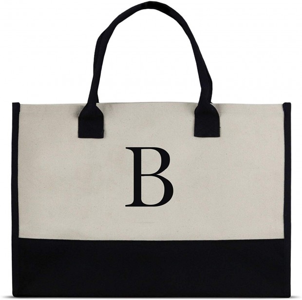 Monogram Tote Bag with 100% Cotton Canvas and a Chic Personalized Monogram