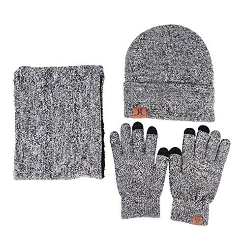 JOYBUY Men 3PCS Knitted Set Winter Warm Knit Hat, Scarf, and Gloves