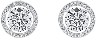 Cate and Chloe Ariel 18K White Gold Plated Halo CZ Stud Earrings