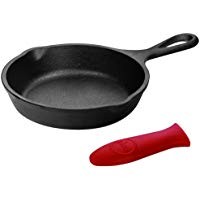 Lodge Cast Iron Skillet with Red Mini Silicone Handle