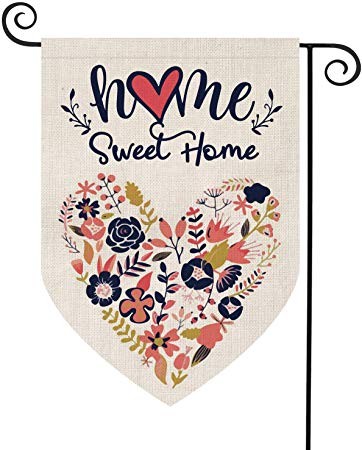 AVOIN Home Sweet Home Garden Flag Vertical Double Sided Floral Love Heart