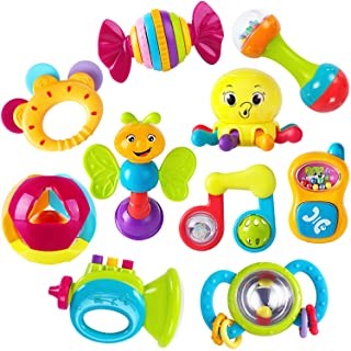 iPlay, iLearn 10pcs Baby Rattles Teether, Shaker, Grab and Spin Rattle, Musical Toy Set, Early Educational Toys 