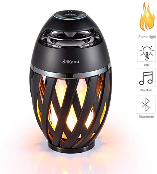DIKAOU Led flame table lamp, Torch atmosphere Bluetooth speakers&Outdoor Portable Stereo