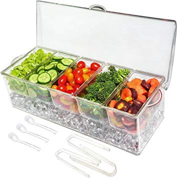 Ice Chilled 5 Compartment Condiment Server Caddy