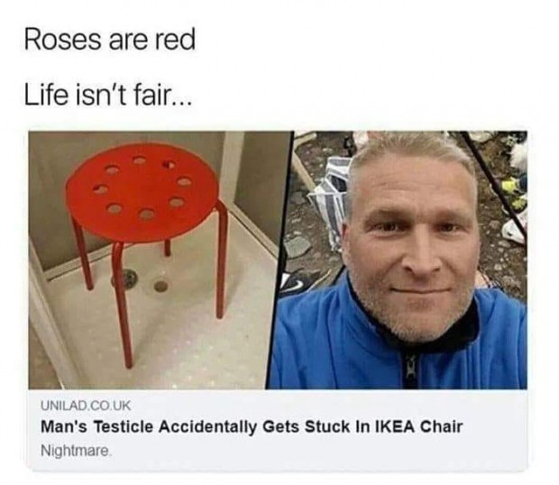 Man Stuck Testicles in IKEA Chair