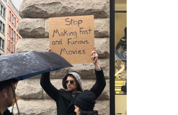 Dude with sign