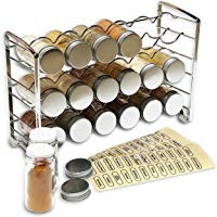 DecoBros Spice Rack Stand Holder with 18 Bottles and 48 Labels