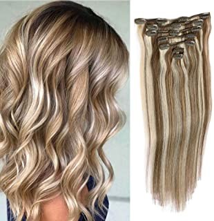 Remy Clip In Hair Extensions Blonde Balayage