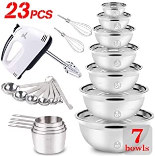 WEPSEN Mixing Bowls Set Electric Hand Mixer Stainless Steel