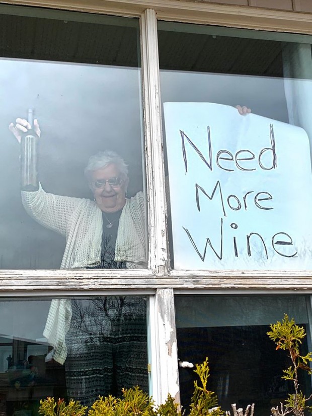 Old lady asks for wine