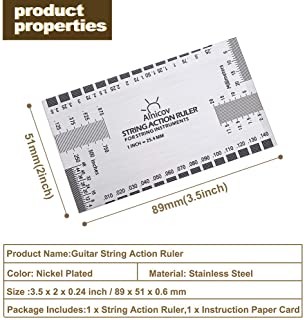 Alnicov Stainless Steel String Action Ruler Guitar Setup
