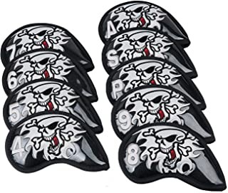 9 Pieces Set Golf Iron Club Head Covers Skull Embroidery