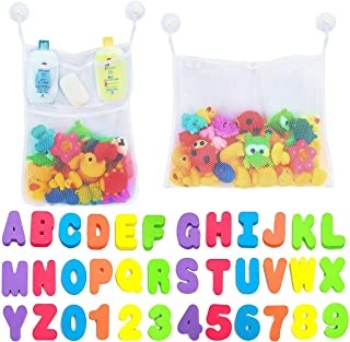 Comfylife 2 x Mesh Bath Toy Organizer Bath Letters and Numbers