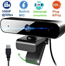Full HD 1080P Web Camera Plug & Play USB Webcam with Built-In Dual Microphone