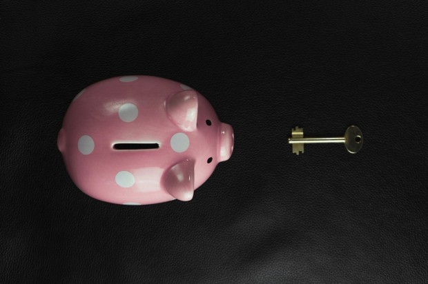piggy bank with key