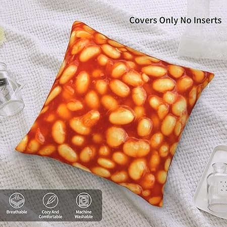 3D Funny Realistic Food Baked Beans Decorative Throw Pillow Covers
