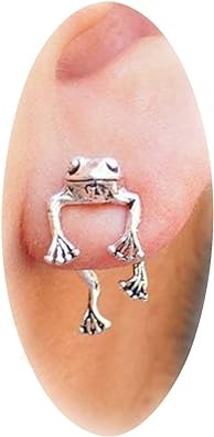 Silver Frog Earrings for Women 