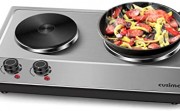 Cusimax Hot Plate Electric Double Burner Cast Iron Heating Plate Indoor&Outdoor Stove